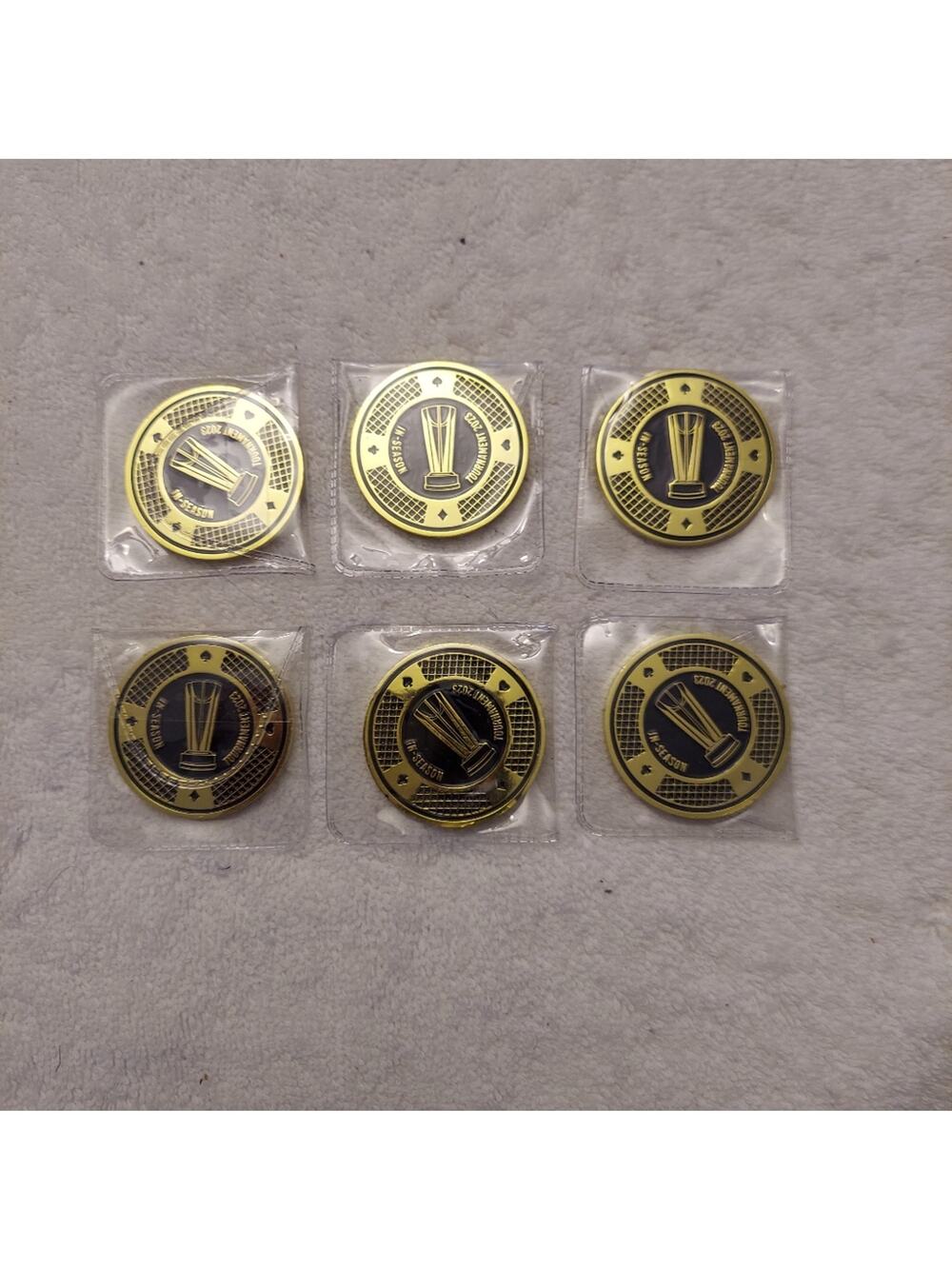 Lot of 6 Gold NBA 2023 In-Season Tournament Chips Poker Chip Golf Ball Marker